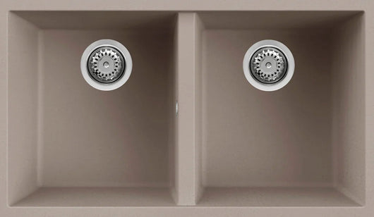 Lavello QUADRA 350 76x44 2 vasche TORTORA 43 SOTTOTOP