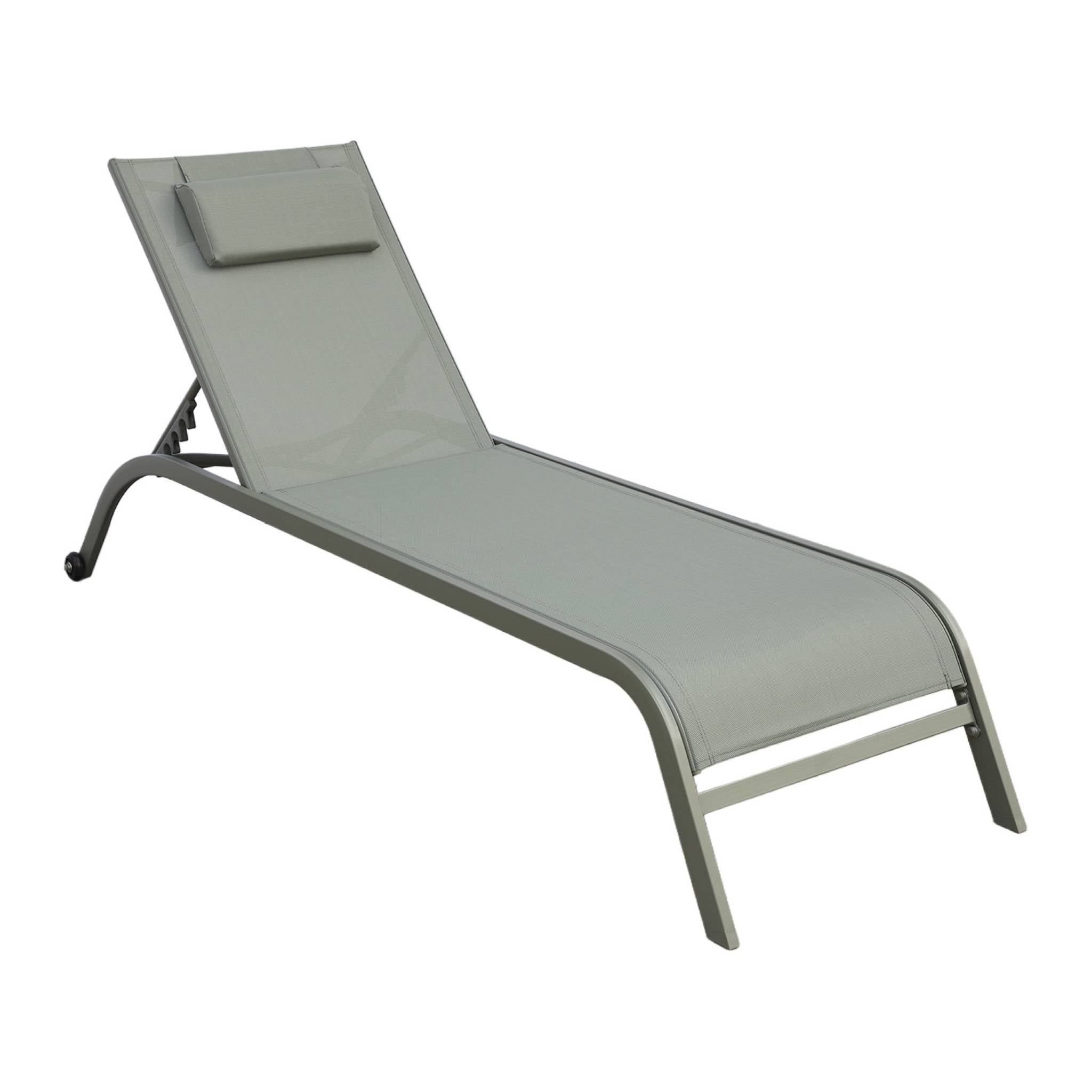 Set di 2 lettini prendisole in acciaio con cuscino e ruote