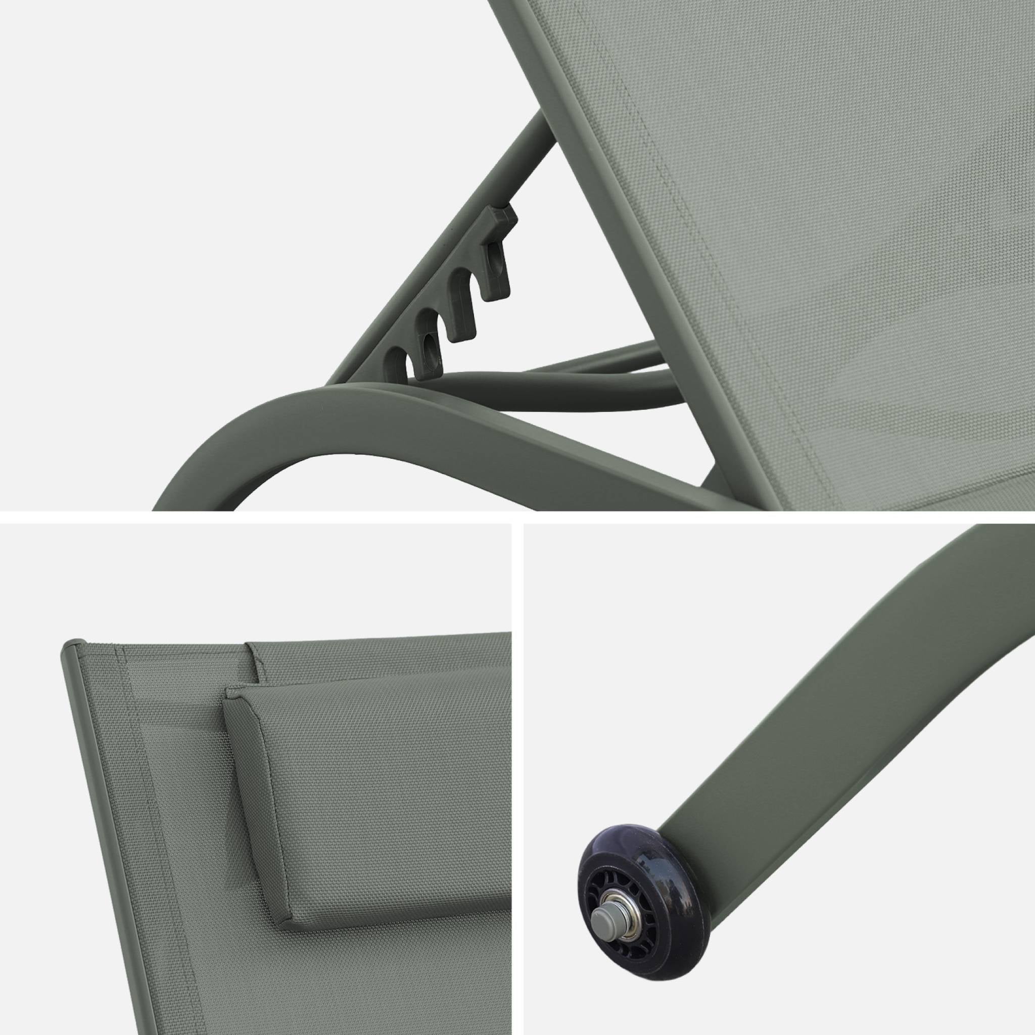 Set di 2 lettini prendisole in acciaio con cuscino e ruote