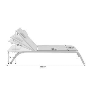 Set di 2 lettini prendisole in acciaio con cuscino e ruote