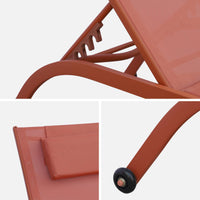 Set di 2 lettini prendisole in acciaio con cuscino e ruote