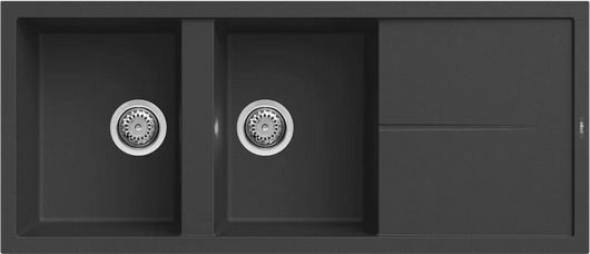 Lavello UNICO 500 116X50 2 vasche + gocciolatoio NERO 40