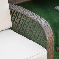 Set Mobili da Giardino in Rattan Marrone, Set Tavolino, Sedie e Divano da Esterno 4Pz con Cuscini Imbottiti Cachi