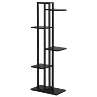 Scaletta Portavasi a 5 Livelli per Interni ed Esterni in MDF e Acciaio, 40x22x113 cm, Nero