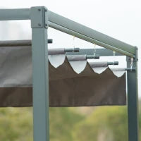 Gazebo Pergola da Giardino 3x2m con Telo Scorrevole in Metallo e Poliestere, Grigio e Nero