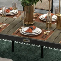Tavolo da Giardino Rettangolare per 8 Persone in Alluminio, Tavolo da Pranzo per Esterno con Piano in PE a Doghe, Marrone