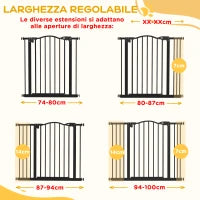 Cancelletto per Cani Estensibile con 4 Viti Regolabili, in Metallo e Plastica, 74-100x78 cm, Nero