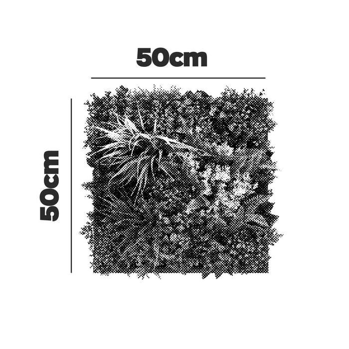 Liana - Quadro vegetale con foglie e fiori, cornice nera in PVC, 50x50 cm