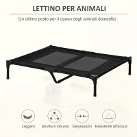 Brandina per Cani Grandi in Metallo e Tessuto Oxford con Borsa di Trasporto, 92x76x18cm, Nero