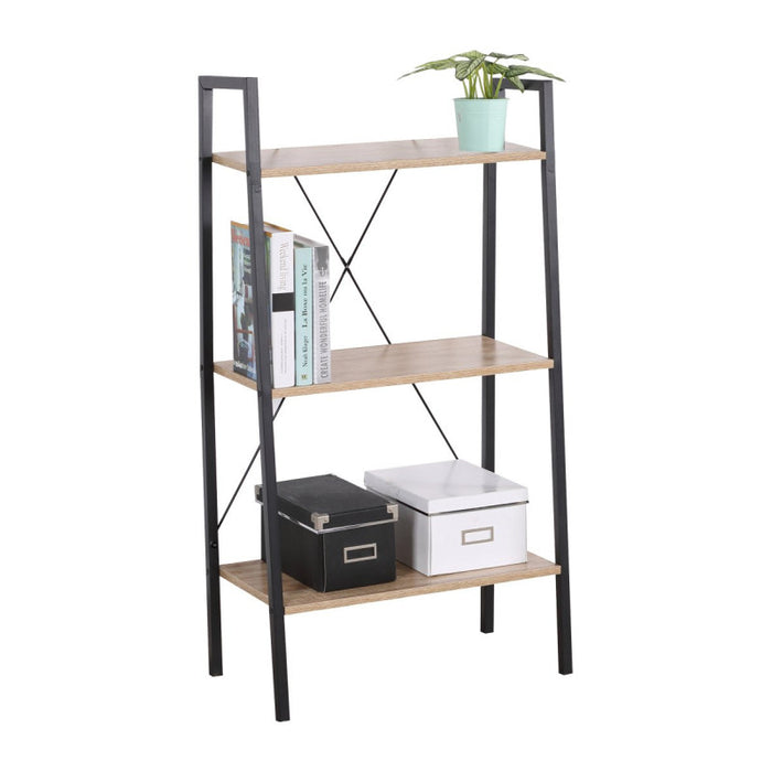 Libreria 3 Ripiani Hamilton Metallo Nr+legno Trattato Nat 60x32,5x126cm