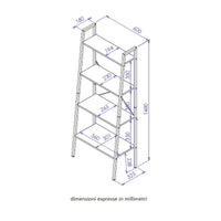 Libreria 4 Ripiani Hamilton Metallo Nr+legno Trattato Nat 60x32,5x148cm