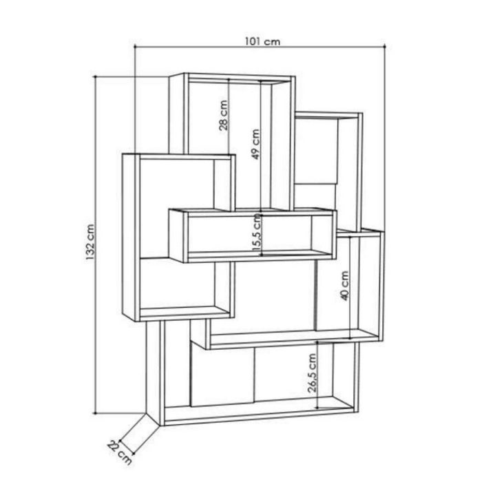 Libreria Barce bianco antracite 101x22x132h