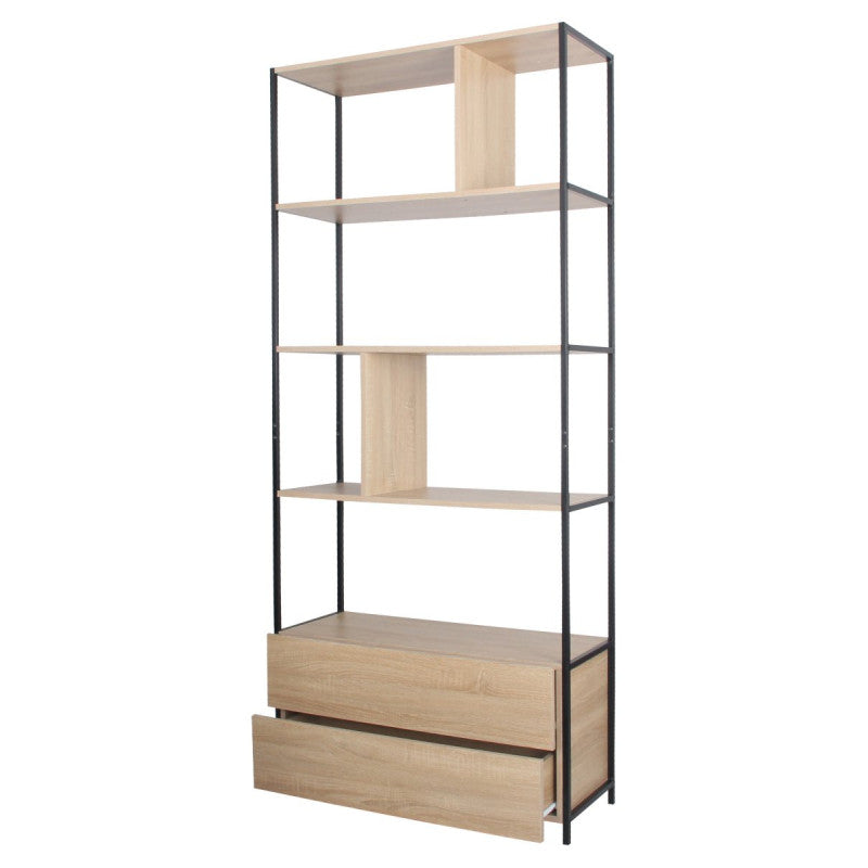 Libreria Chelsea 3 Mensole E Due Cassetti 84x32x189,5cm