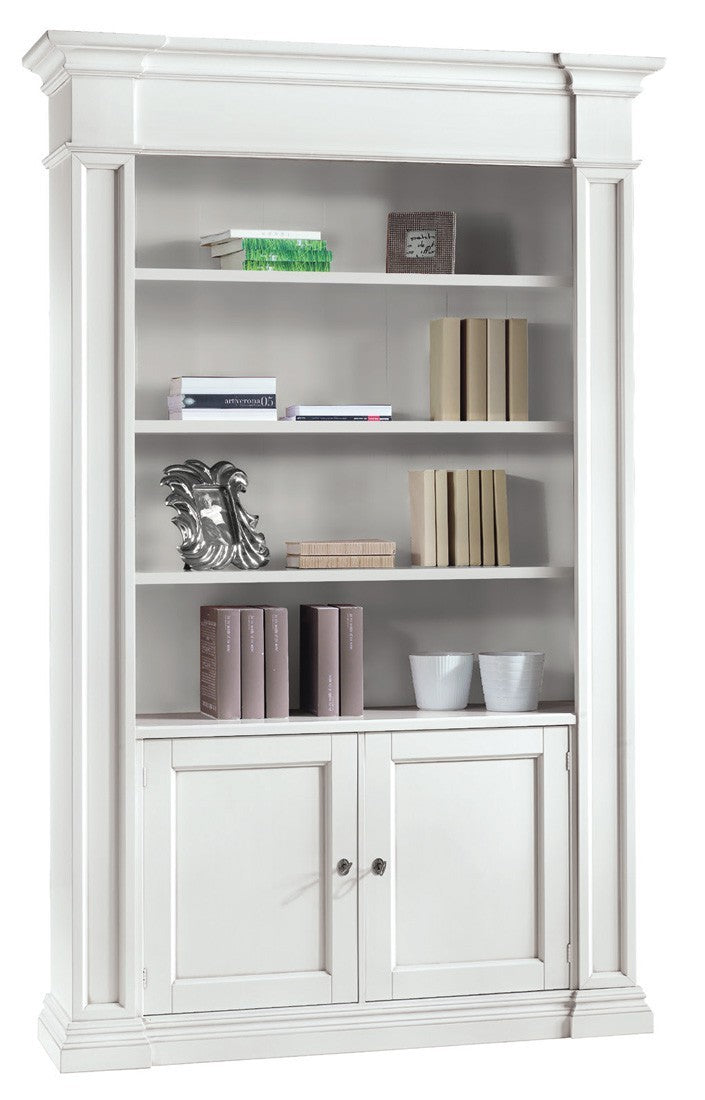 Libreria classica 2 porte in legno bianca 140x40x220