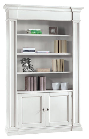 Libreria classica 2 porte in legno bianca 140x40x220