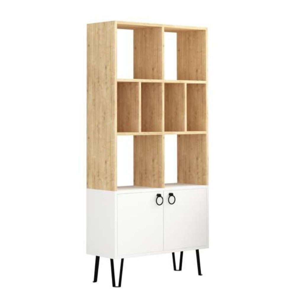Libreria con ante Bene 80x30x166h colore bianco rovere