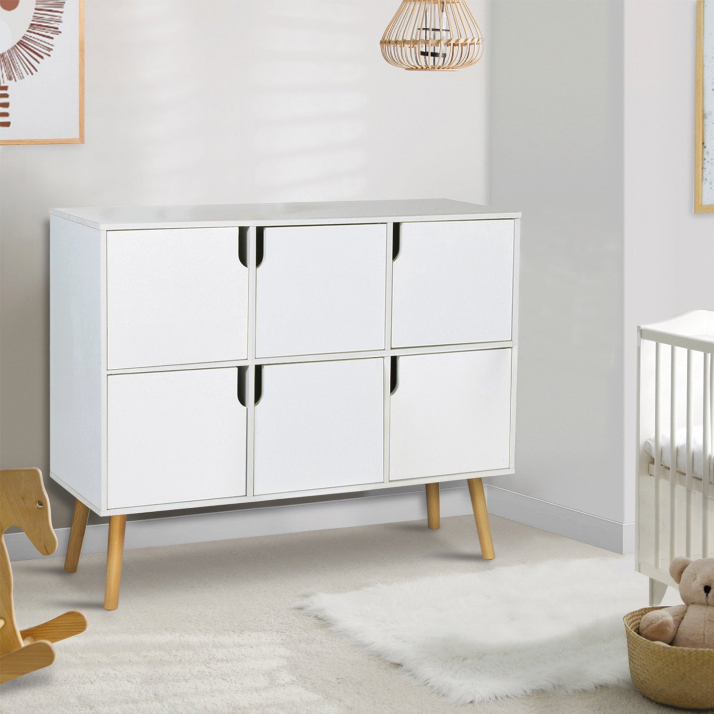 IDMarket - Libreria cubo per bambini in legno bianco con 6 scomparti EMMIE