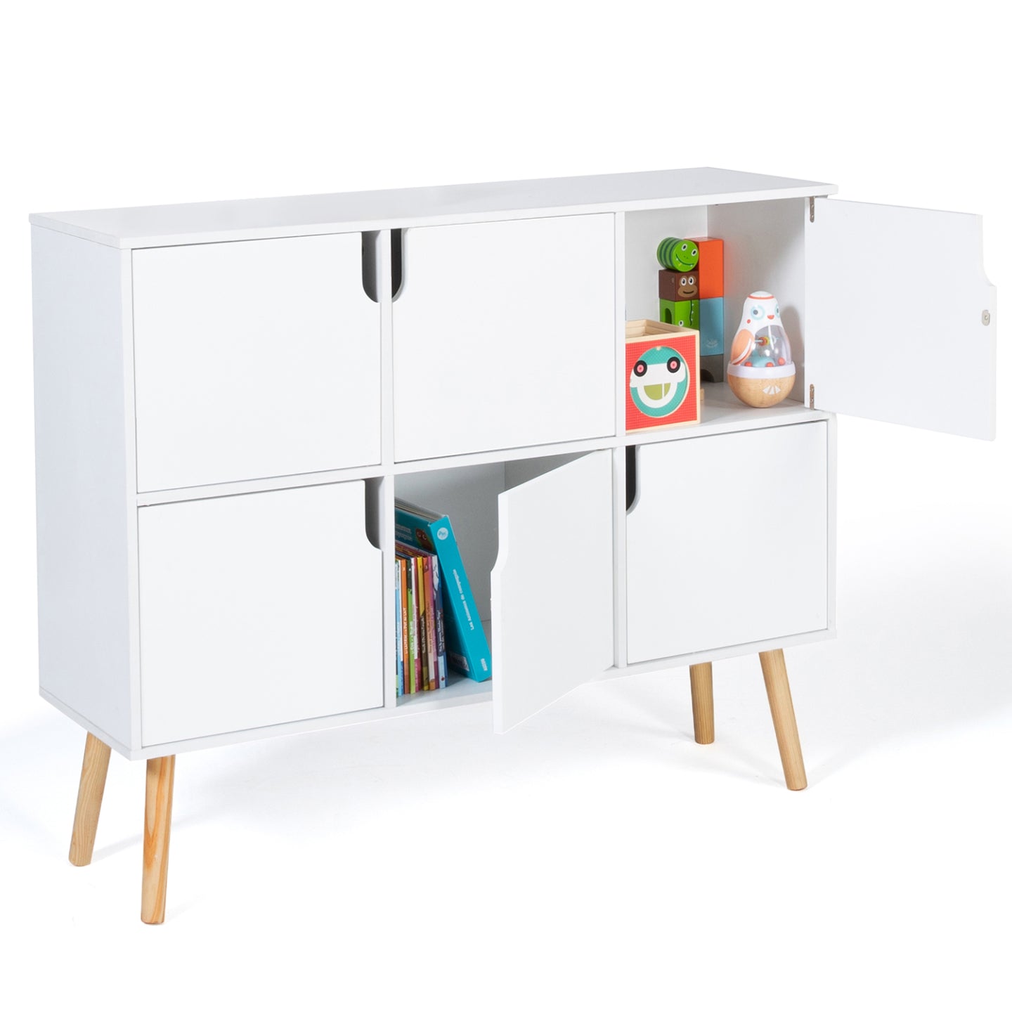 IDMarket - Libreria cubo per bambini in legno bianco con 6 scomparti EMMIE
