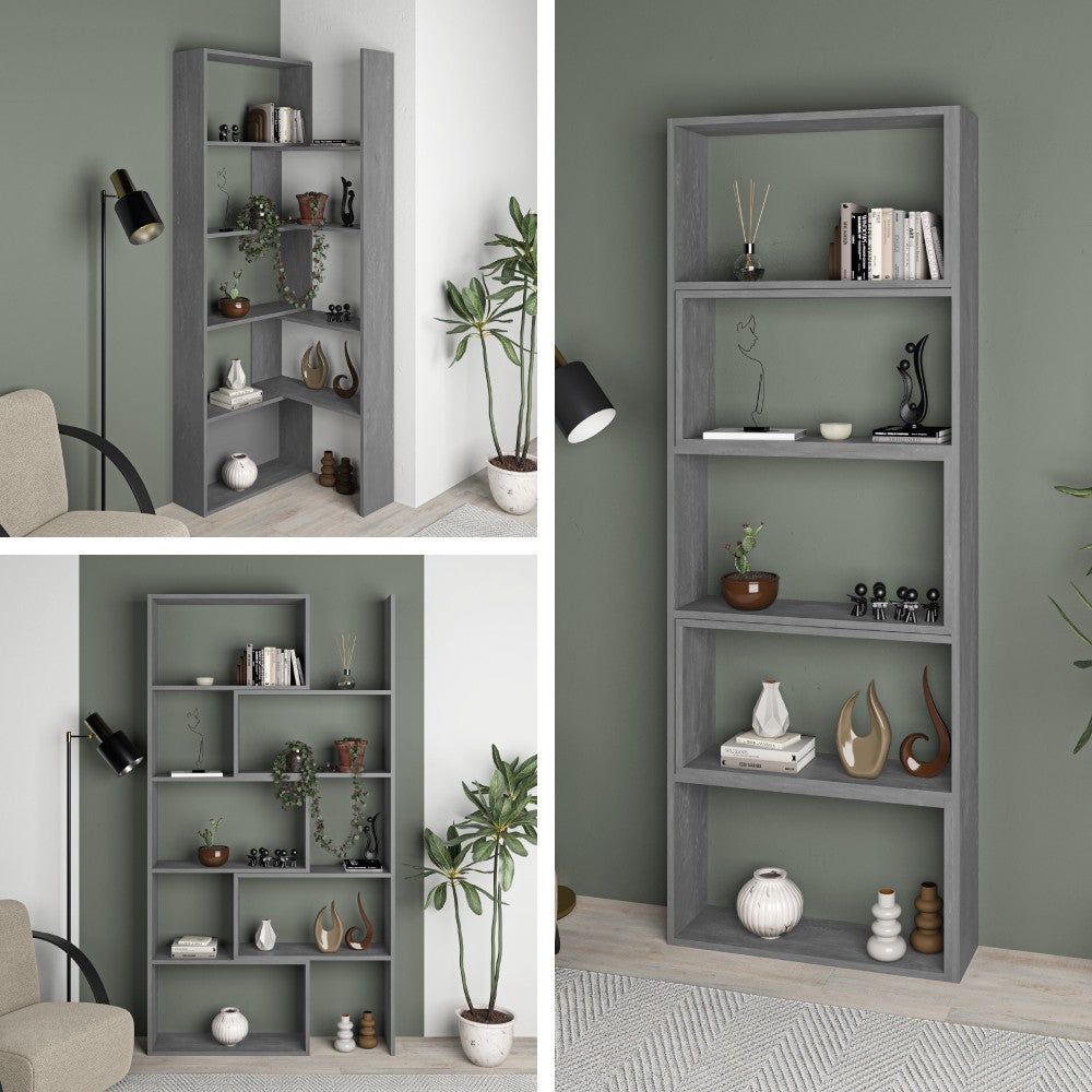 Libreria estensibile angolare Wish 72x22x200h colore grigio retro
