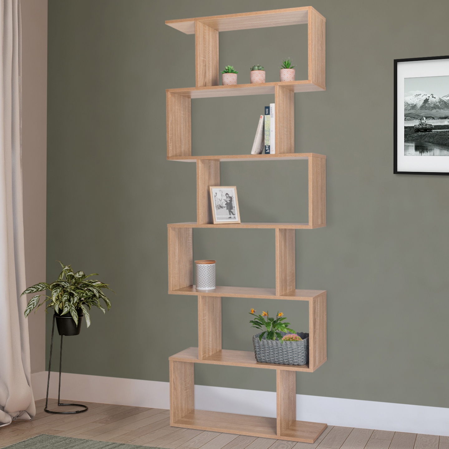 IDMarket - Libreria form S faggio look 189 cm SOFIA