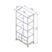 Libreria Hamilton 2 Mensole + 1 Anta + 2 Cassetti Dimensione 58x30x122 Cm