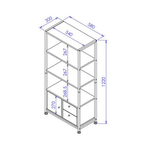 Libreria Hamilton 2 Mensole + 1 Anta + 2 Cassetti Dimensione 58x30x122 Cm