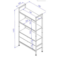 Libreria Hamilton 2 Mensole + 2 Cassetti Dimensione 78x30x147 Cm