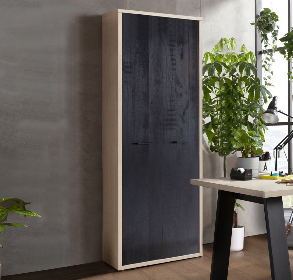 Libreria Leonardo con 5 ripiani in finitura Rovere e Nero chalet, ZCMLEOLIB4