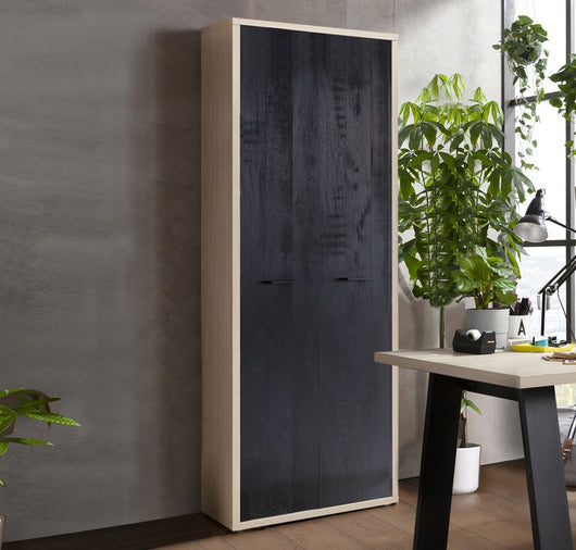 Libreria Leonardo con 5 ripiani in finitura Rovere e Nero chalet, ZCMLEOLIB4