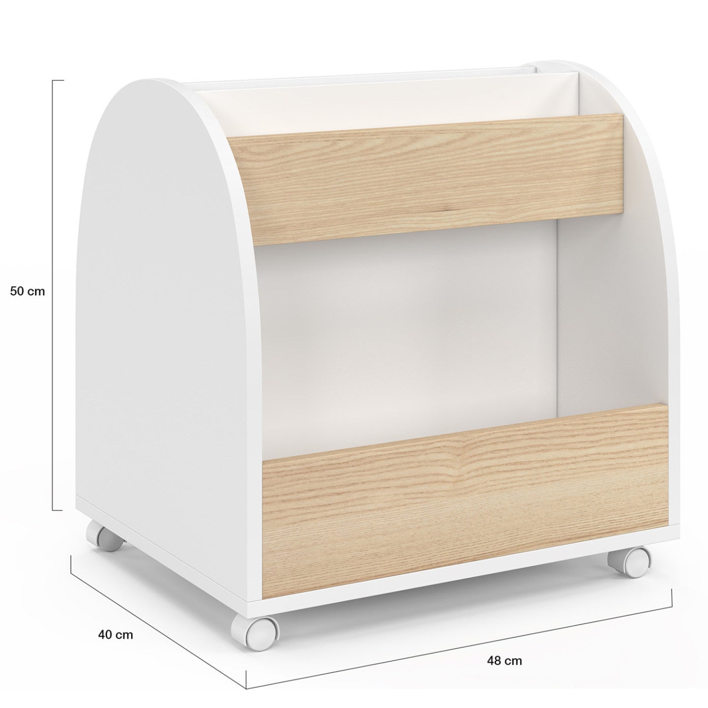 IDMarket - Libreria per bambini ANDREAS su rotelle, faggio e bianco