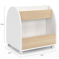 IDMarket - Libreria per bambini ANDREAS su rotelle, faggio e bianco