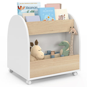 IDMarket - Libreria per bambini ANDREAS su rotelle, faggio e bianco