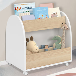 IDMarket - Libreria per bambini ANDREAS su rotelle, faggio e bianco