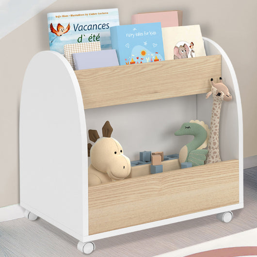 IDMarket - Libreria per bambini ANDREAS su rotelle, faggio e bianco