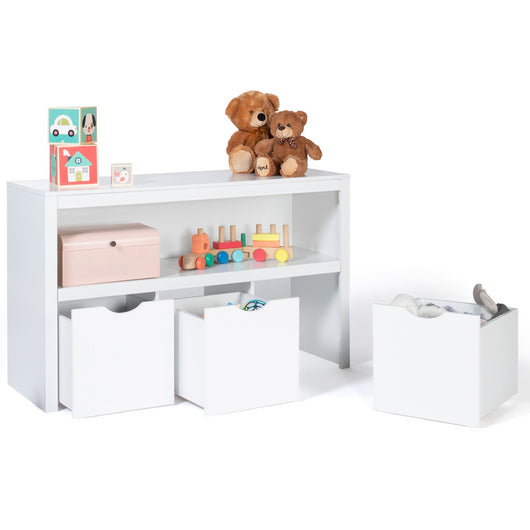 IDMarket - Libreria per bambini MANA in legno bianco con 3 cassetti cubici su rotelle