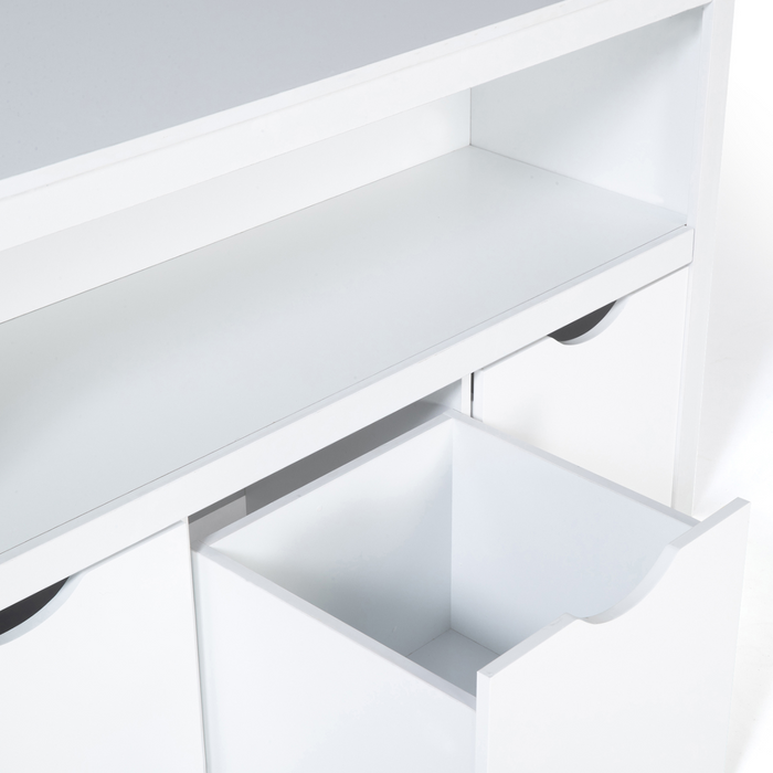 IDMarket - Libreria per bambini MANA in legno bianco con 3 cassetti cubici su rotelle