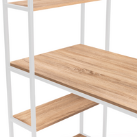 IDMarket - Libreria scrivania DETROIT design industriale legno e metallo bianco