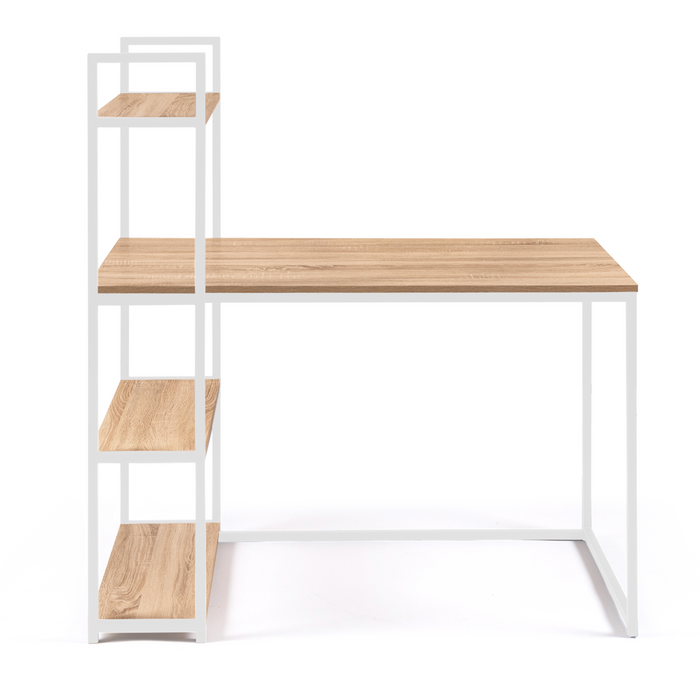IDMarket - Libreria scrivania DETROIT design industriale legno e metallo bianco