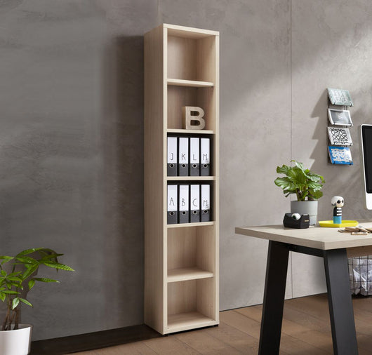 Libreria stretta Leonardo con 5 ripiani in finitura Rovere, ZCMLEOLIB5