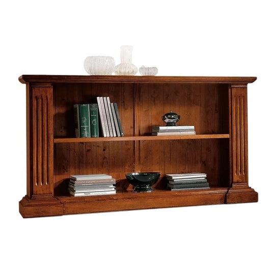 Libreria in legno massello con fregi tinta noce l.177 x p.40 h.101 - Mobili 2G