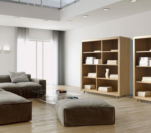 Libreria a giorno in frassino classico poro aperto con piede tornito l.128 p.45 h.150,5