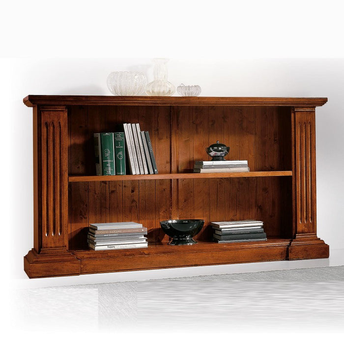 Libreria in legno massello con fregi tinta noce l.177 x p.40 h.101 - Mobili 2G