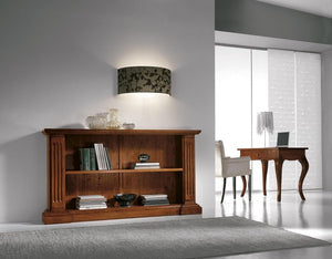 Libreria in legno massello con fregi tinta noce l.177 x p.40 h.101 - Mobili 2G
