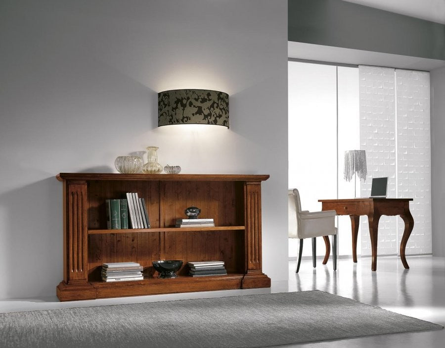 Libreria in legno massello con fregi tinta noce l.177 x p.40 h.101 - Mobili 2G