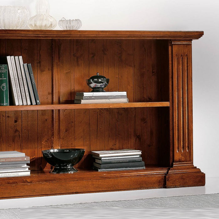 Libreria in legno massello con fregi tinta noce l.177 x p.40 h.101 - Mobili 2G