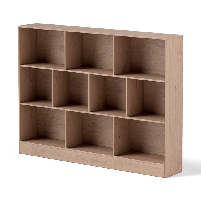 Libreria a 10 cubi con 2 kit anti-ribaltamento-Organizzatore di stoccaggio a 3 ripiani in legno alto 140cm Naturale