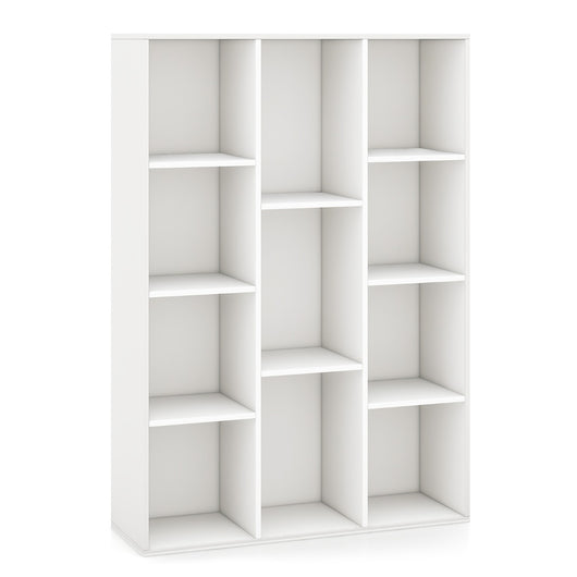 Libreria a 11 cubi multifunzionale con kit anti-ribaltamento per soggiorno-Scaffale moderno geometrico Bianco