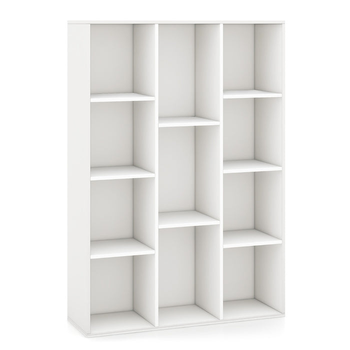 Libreria a 11 cubi multifunzionale con kit anti-ribaltamento per soggiorno-Scaffale moderno geometrico Bianco