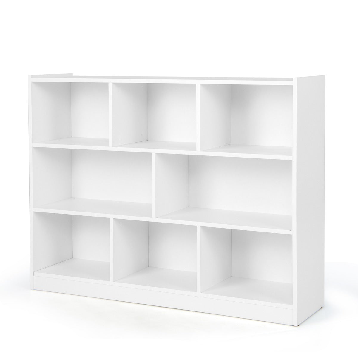 Libreria a 3 livelli in legno, Mobiletto espositore moderno a 8 cubi da salotto camera da letto studio Bianco-Librerie