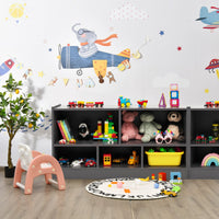 Libreria a 5 cubi per bambini e organizer giocattoli-Scaffale legno con 5 scompartimenti per stanza Grigio scuro